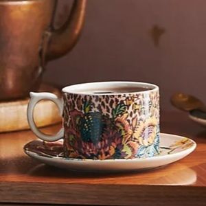 Anthropologie House Of Hackney Stoneware Cup And Saucer Set New In Box Rare